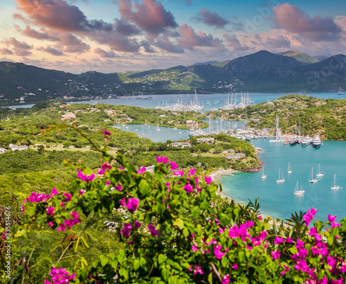 Yacht basin in Antigua from hills