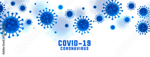 covid-19 coronavirus outbreak banner with virus cells
