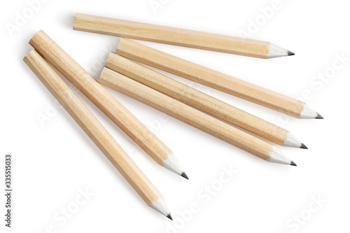 Simple pencils, isolated on white background, top view