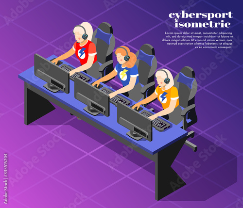 Cybersport Isometric Colored Background