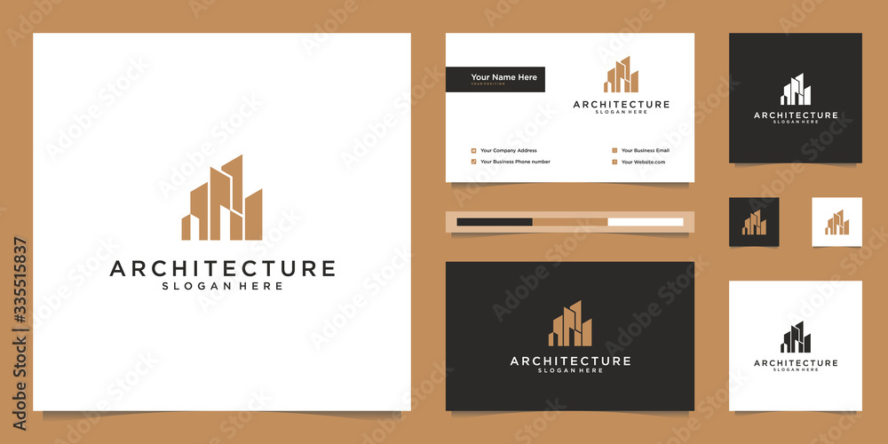 architectural logo design and business card templates. abstract ...