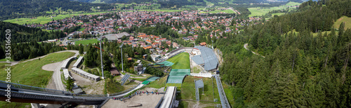 View from the Ski jumping stadium. Erdinger Arena. Oberstdorf, Bavaria, Germany. Resort, sport. photo