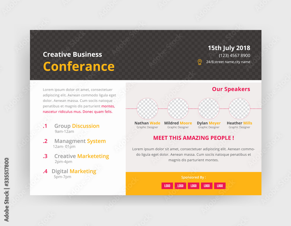 Obraz premium Business Conferance Horizontal Flyer Template.