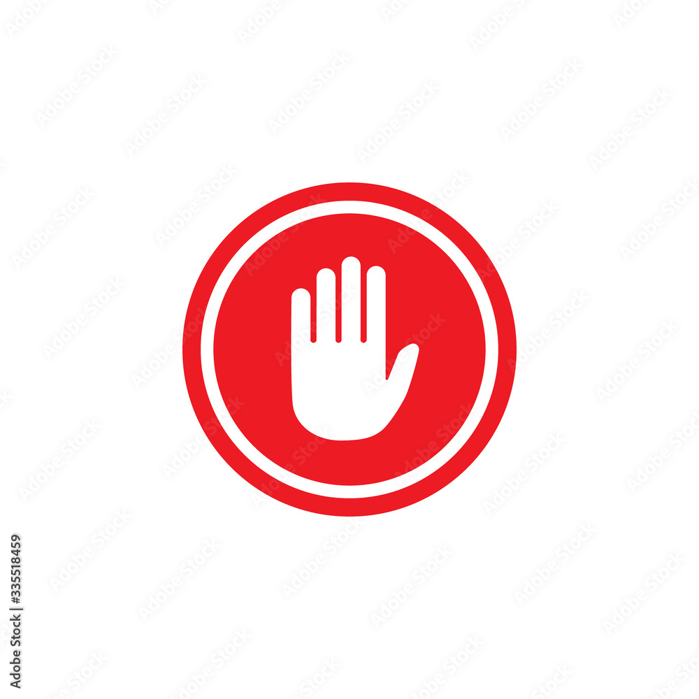 white hand silhouette in red circle isolated on white background. white hand silhouette in red circle isolated on white background.