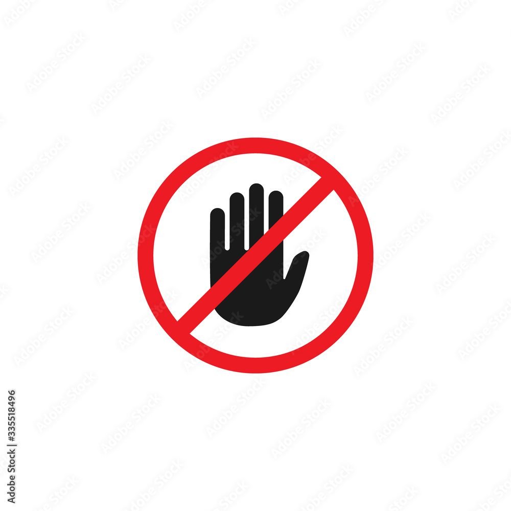 black hand silhouette in red crossed circle isolated on white background. black hand silhouette in red crossed circle isolated on white background.