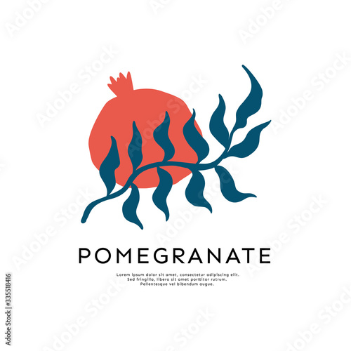Pomegranate vector logo isolated on white background.