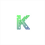 Vector Letter K logo design concept, Technology and digital abstract dot connection cross. vector illustration