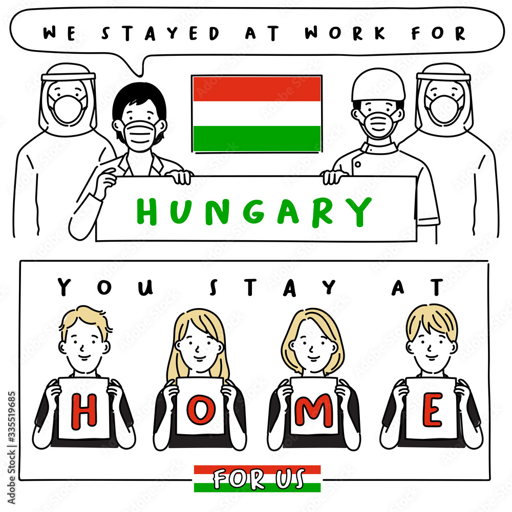 Covid-19 quotes from hospital workers with national flag : I stayed at work for you, You stay at home for us. : Vector Illustration Covid-19 quotes from hospital workers with national flag : I stayed at work for you, You stay at home for us. : Vector Illustration