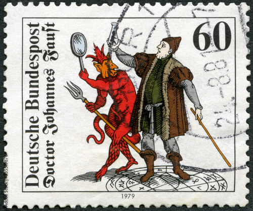 GERMANY - 1979: shows Mephistopheles and Faust, Doctor Johannes Faust, 1979 photo