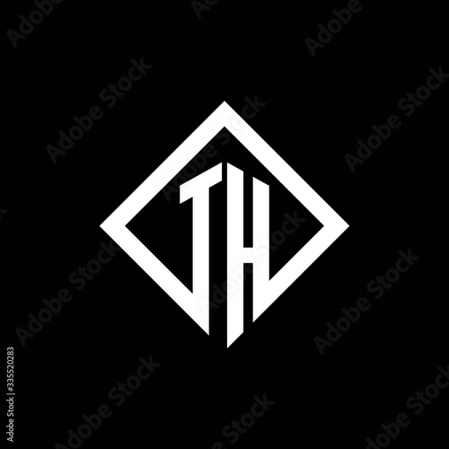 TH logo monogram with square rotate style design template