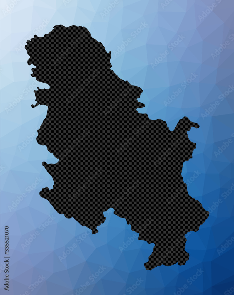 Serbia geometric map. Stencil shape of Serbia in low poly style. Stylish country vector illustration.