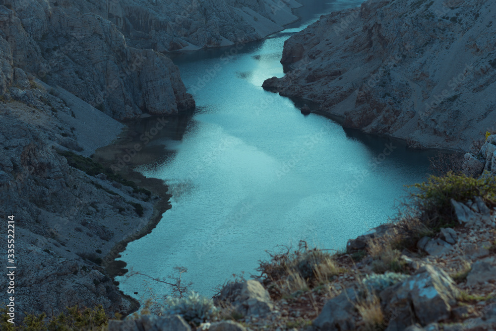 Landscape of a river in canyon Parizevacka Glavica, canyon Zrmanja River in Croatia