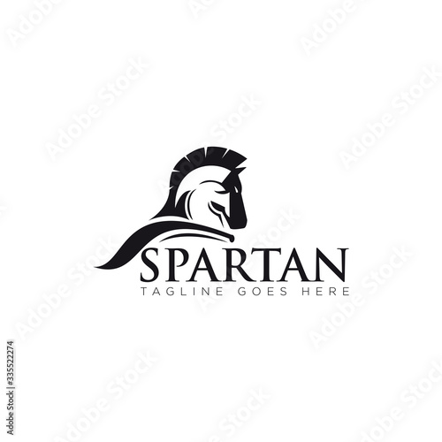 spartan logo, negatif space warrior and head horse vector