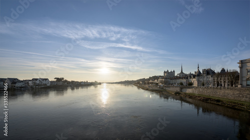 Saumur skyline and Renaissance castle in Val de Loire, France