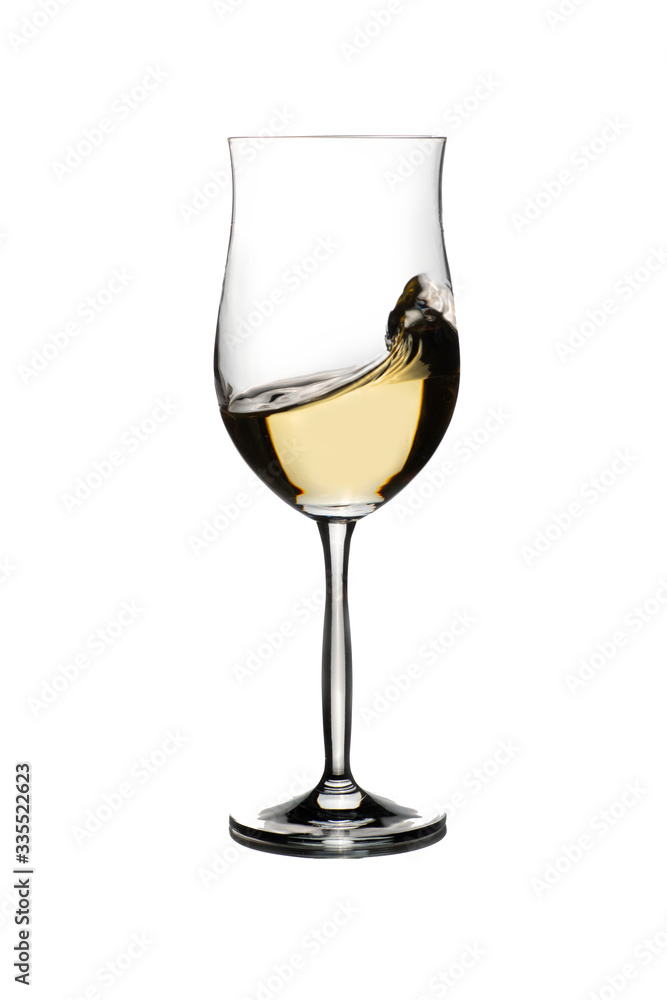 Crystal glass with red and white wine
