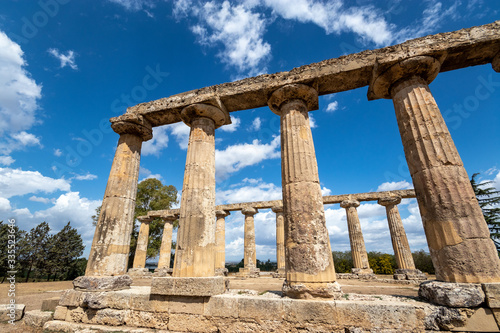 The Tavole Palatine (Palatine Table) are the remains of Greek temple dedicated to the goddess Hera in Metapontum (Metapontion) Magna Graecia. Archaeological Park of Metaponto, Basilicata, Italy.