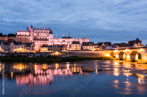 Aboise city on the Loire river with its castle on a summer night. (France) © Jorge Fuentes