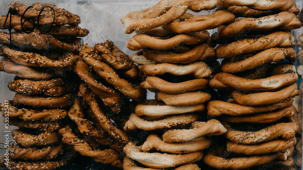 Obwarzanek Polish traditional street food Obwarzanek Polish traditional street food