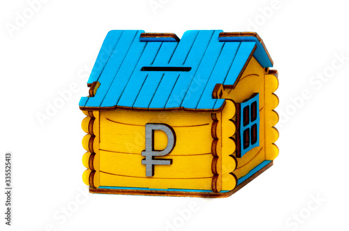 house with a ruble sign, on a white background