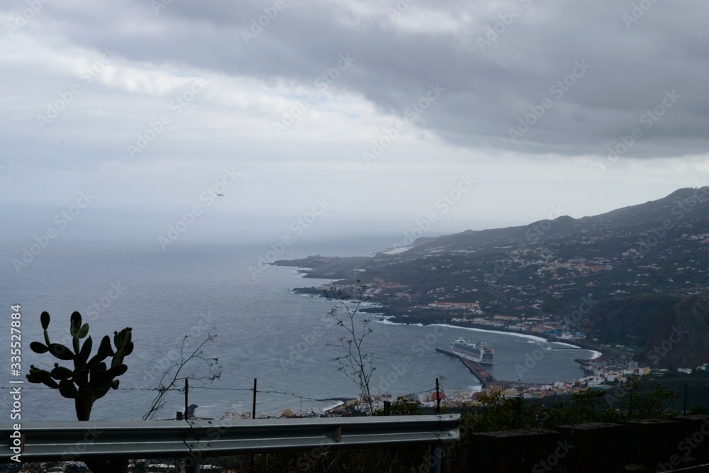 Looking over the port and airport of La Palma