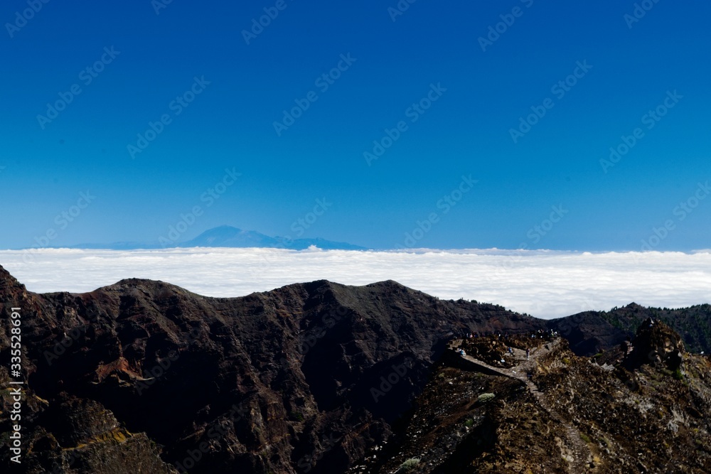 Teide seen above the clouds from Roque de los Muchachos, La Palma