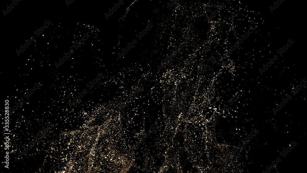 Fototapeta premium Golden Glitter Splash background, Magical Particles