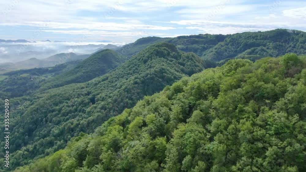 Cinematic aerial shot of an endless mountain and forest landscape in southern Slovenia Cinematic aerial shot of an endless mountain and forest landscape in southern Slovenia