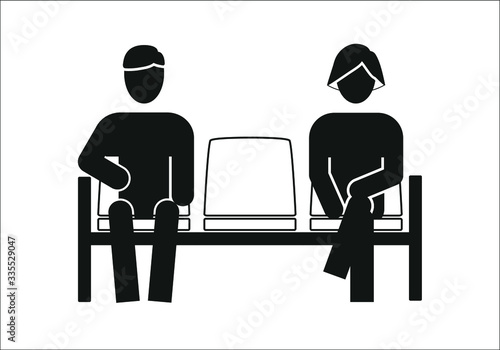 Waiting area icon with figures of man and woman