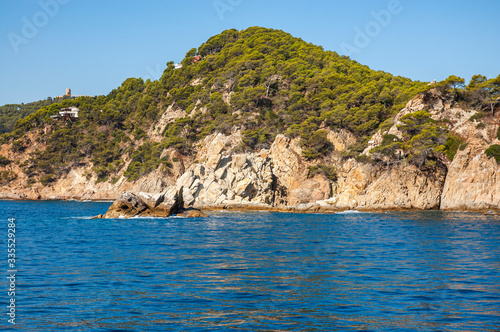 Rocky coastal view and sea, Blanes, Spain