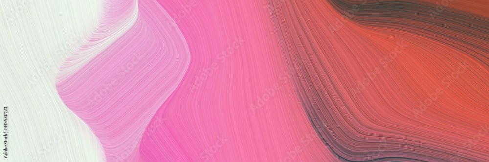 Fototapeta premium abstract dynamic curved lines surreal designed horizontal header with pale violet red, beige and old mauve colors. elegant curved lines with fluid flowing waves and curves