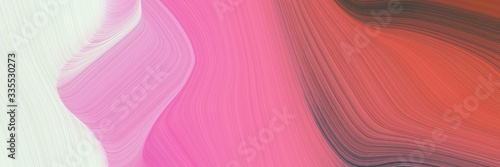 abstract dynamic curved lines surreal designed horizontal header with pale violet red, beige and old mauve colors. elegant curved lines with fluid flowing waves and curves © Eigens
