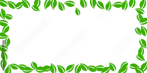 Falling green leaves. Fresh tea neat leaves flying