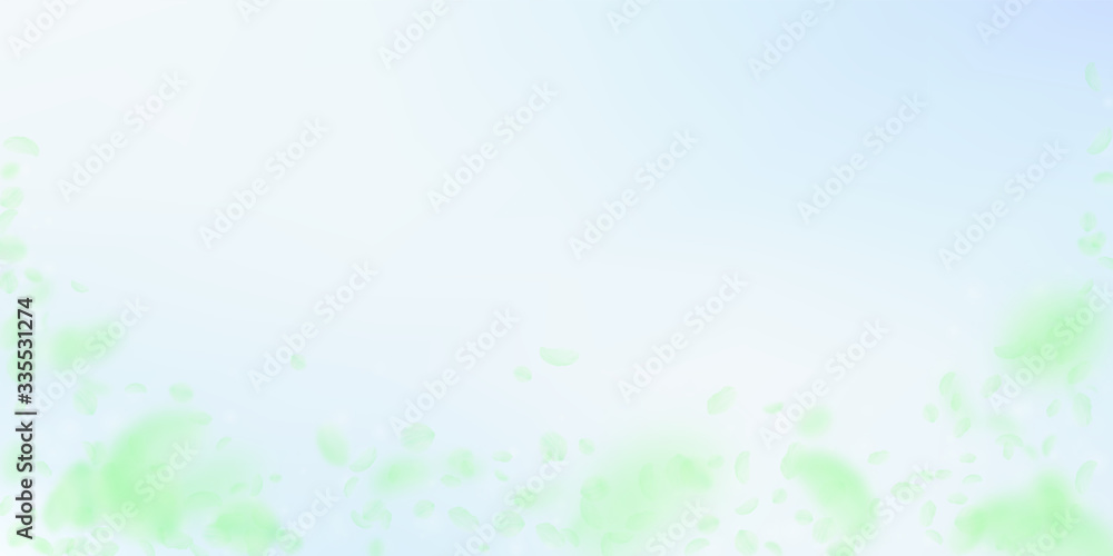 Green flower petals falling down. Authentic romant Green flower petals falling down. Authentic romant