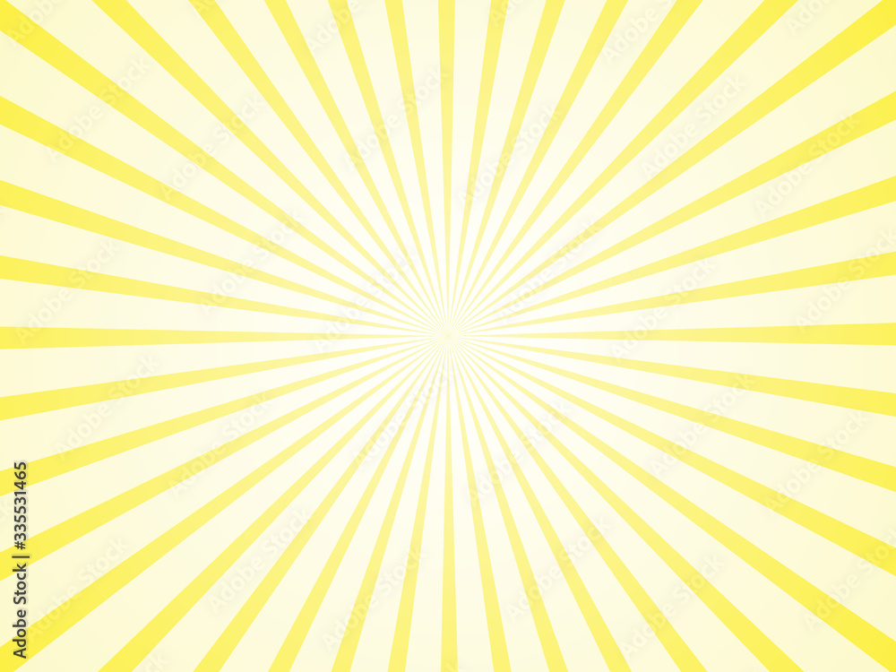 Sunlight abstract yellow background. Retro bright backdrop with sun rays vector illustration