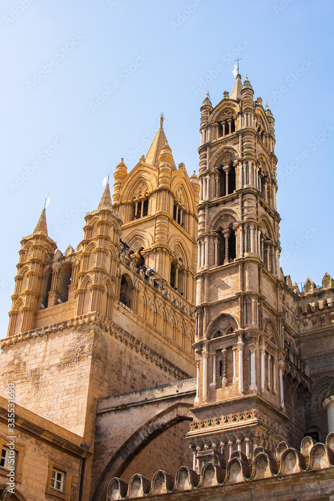 View of The Palermo Cathedral, details, Sicily, italy View of The Palermo Cathedral, details, Sicily, italy