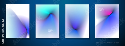 Vector set of illustration abstract wavy, wave, line and blurred gradient mesh in blue color background. Dynamic minimal wave line composition design in A 4 size, layout for flyer, poster, banner