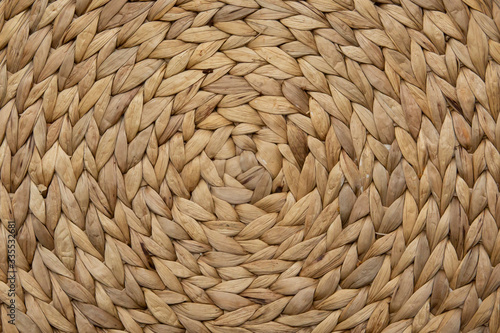 Round woven straw mat texture 