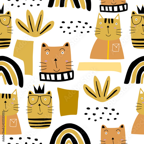 Cute cats seamless pattern....