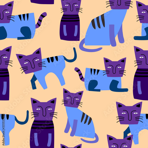Cute cats seamless pattern....