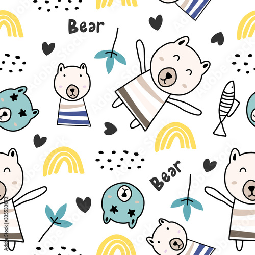 Cute pig seamless pattern b...