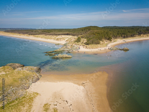 Aerial view of Llanddwyn Island and Newborough Forest, Anglesey, Wales, UK photo