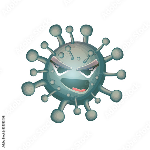 vector covid-19 virus novel coronavirus 2019-nCoV cartoon character isolated on white background. My name is coronavirus concept iilustration. Grey virus cell microbe icon.