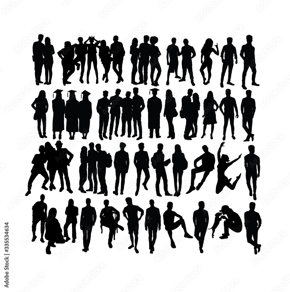 Graduation and Activity People Silhouettes, art vector design