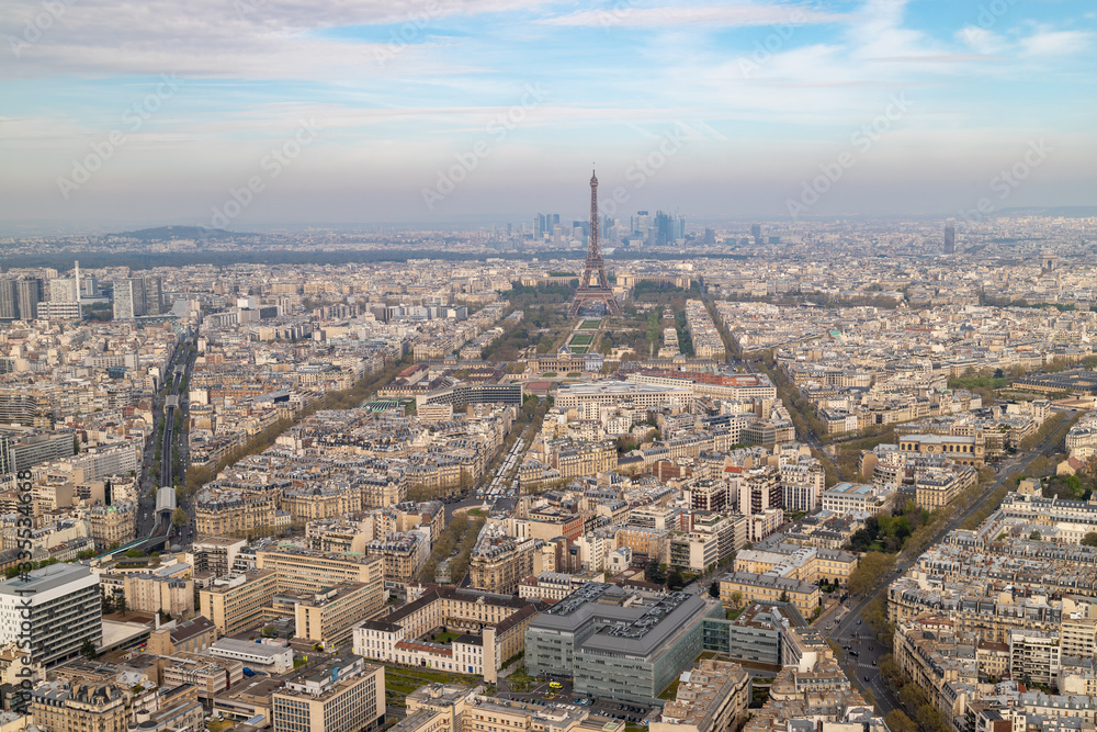 Aerial view from Tour Montparnasse at the city of Paris