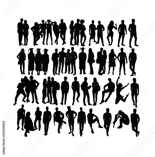 Graduation and Activity People Silhouettes, art vector design