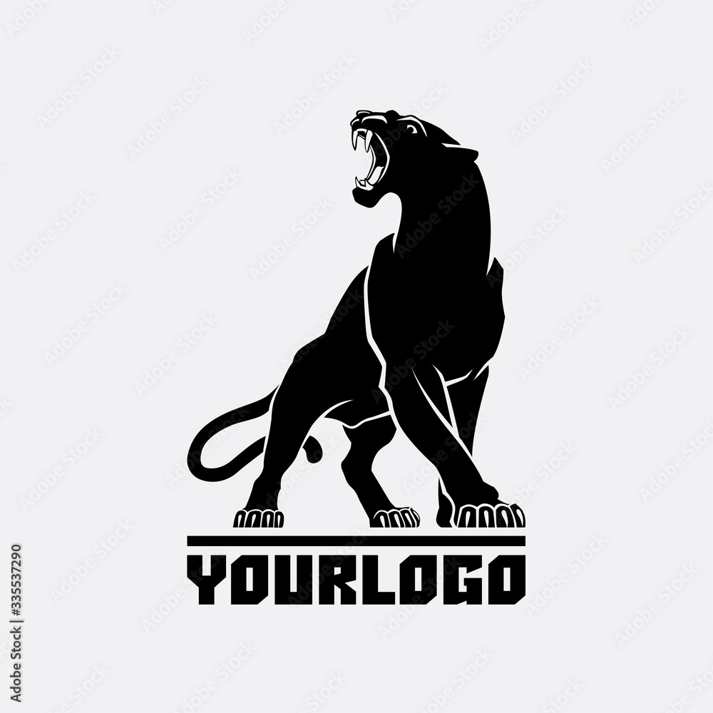 black panther logo sign emblem silhouette vector illustration on white  background animal Stock Vector | Adobe Stock