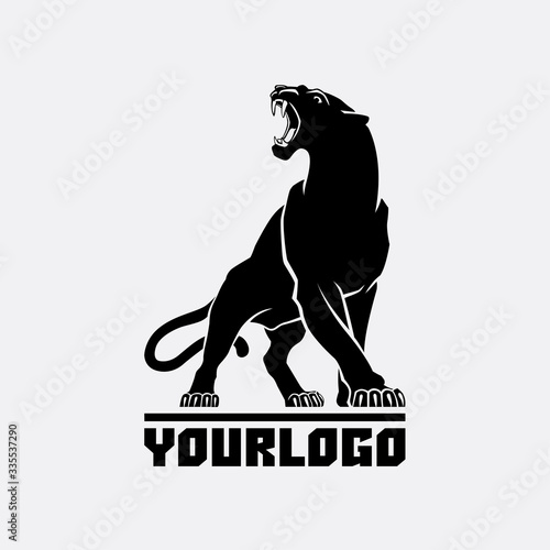 Fotografia black panther logo sign emblem silhouette vector illustration on white backgroun