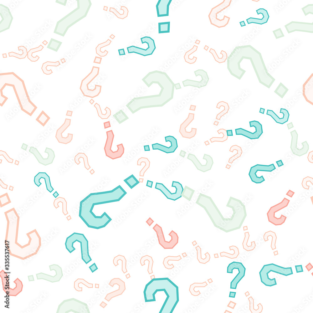 Quiz seamless pattern. Question marks, doubt, faq Quiz seamless pattern. Question marks, doubt, faq