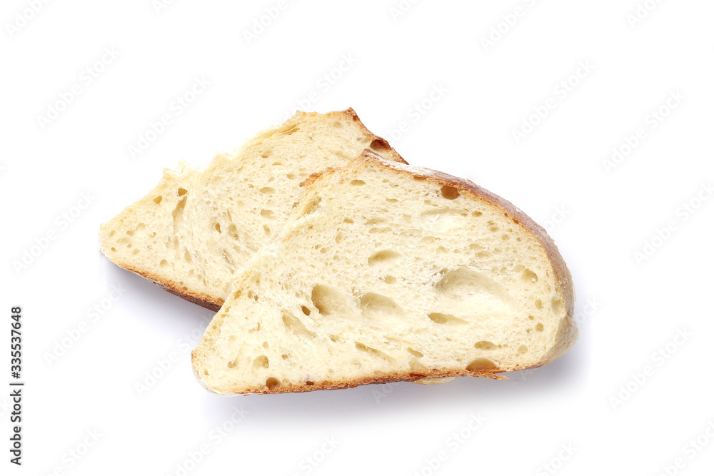Sliced fresh white bread isolated on a white background.
