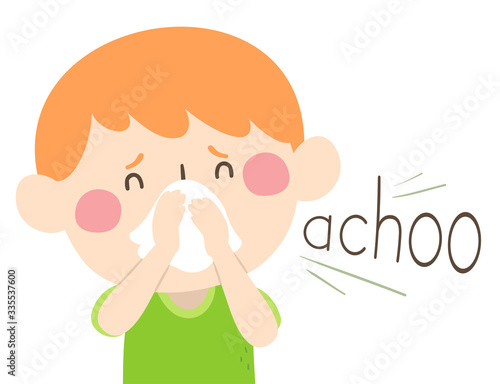 Kid Boy Onomatopoeia Sound Achoo Illustration